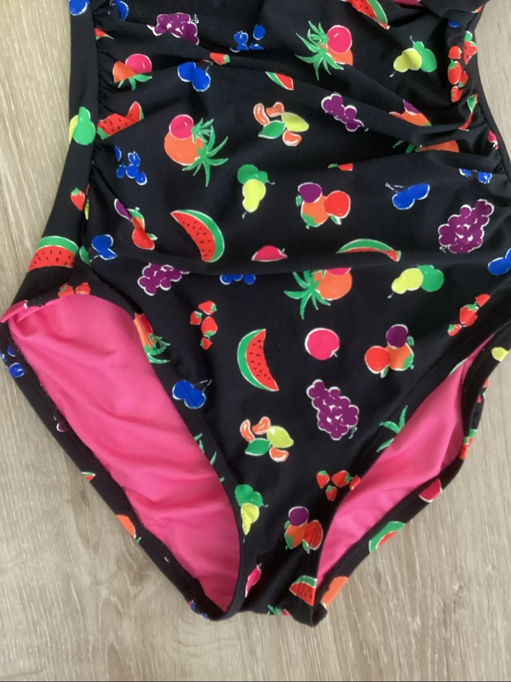 NWT Kate Spade Summer Fruits Bandeau Cut Out One Piece Swimsuit SZ XS Retro